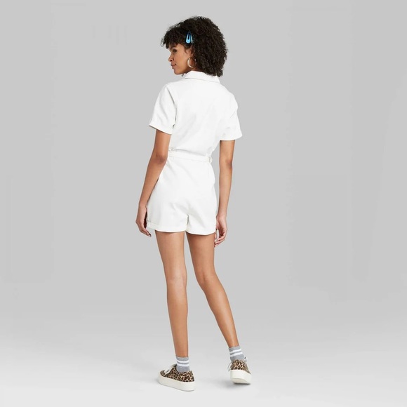 Target wild fable white denim romper- NWT sz M - Picture 2 of 6